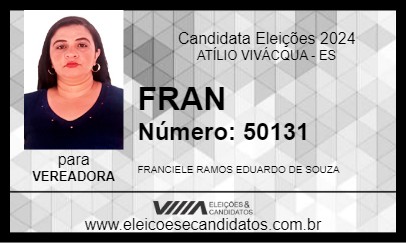 Candidato FRANCIELE 2024 - ATÍLIO VIVÁCQUA - Eleições