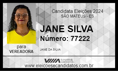 Candidato JANE SILVA 2024 - SÃO MATEUS - Eleições