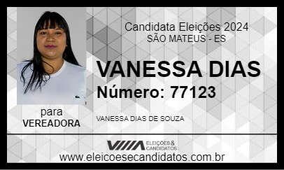 Candidato VANESSA DIAS 2024 - SÃO MATEUS - Eleições