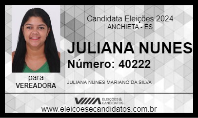 Candidato JULIANA NUNES 2024 - ANCHIETA - Eleições