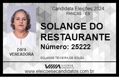 Candidato SOLANGE DO RESTAURANTE 2024 - PANCAS - Eleições