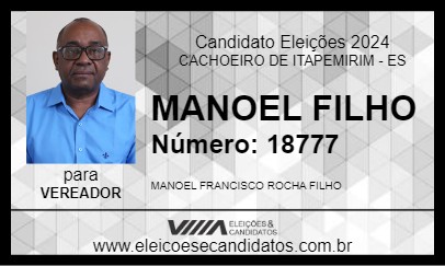 Candidato MANOEL FILHO 2024 - CACHOEIRO DE ITAPEMIRIM - Eleições