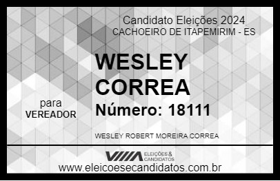 Candidato WESLEY CORREA 2024 - CACHOEIRO DE ITAPEMIRIM - Eleições