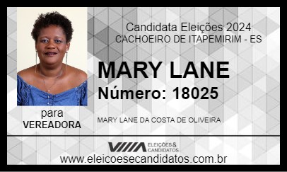 Candidato MARY LANE 2024 - CACHOEIRO DE ITAPEMIRIM - Eleições