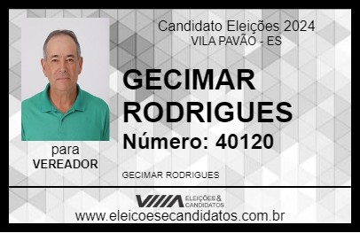 Candidato GECIMAR RODRIGUES 2024 - VILA PAVÃO - Eleições