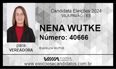 Candidato NENA WUTKE 2024 - VILA PAVÃO - Eleições