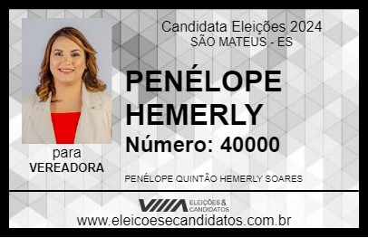 Candidato PENÉLOPE HEMERLY 2024 - SÃO MATEUS - Eleições