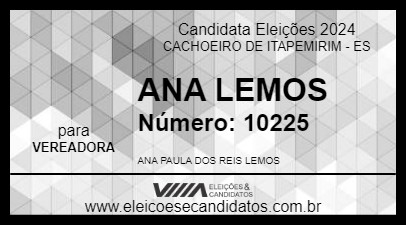 Candidato ANA LEMOS 2024 - CACHOEIRO DE ITAPEMIRIM - Eleições