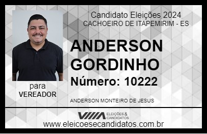 Candidato ANDERSON GORDINHO 2024 - CACHOEIRO DE ITAPEMIRIM - Eleições