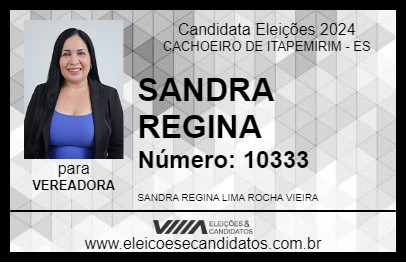 Candidato SANDRA REGINA 2024 - CACHOEIRO DE ITAPEMIRIM - Eleições