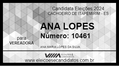 Candidato ANA LOPES 2024 - CACHOEIRO DE ITAPEMIRIM - Eleições