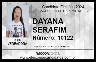 Candidato DAYANA SERAFIM 2024 - CACHOEIRO DE ITAPEMIRIM - Eleições