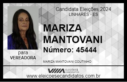 Candidato MARIZA MANTOVANI 2024 - LINHARES - Eleições