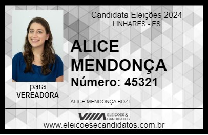 Candidato ALICE MENDONÇA 2024 - LINHARES - Eleições