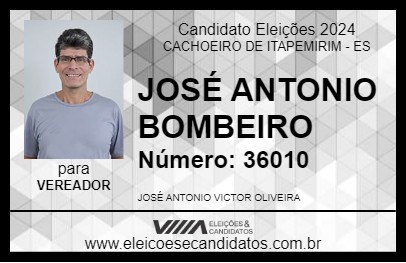 Candidato JOSÉ ANTONIO BOMBEIRO 2024 - CACHOEIRO DE ITAPEMIRIM - Eleições