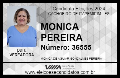 Candidato MONICA PEREIRA 2024 - CACHOEIRO DE ITAPEMIRIM - Eleições