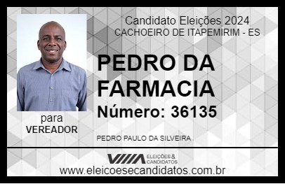 Candidato PEDRO DA FARMACIA 2024 - CACHOEIRO DE ITAPEMIRIM - Eleições