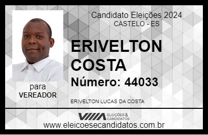 Candidato ERIVELTON COSTA 2024 - CASTELO - Eleições