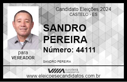 Candidato SANDRO PEREIRA 2024 - CASTELO - Eleições