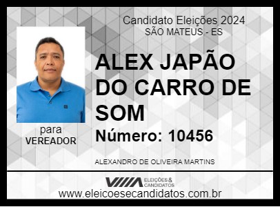 Candidato ALEX JAPÃO DO CARRO DE SOM 2024 - SÃO MATEUS - Eleições