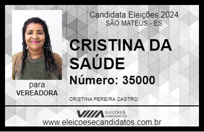 Candidato CRISTINA DA SAÚDE 2024 - SÃO MATEUS - Eleições