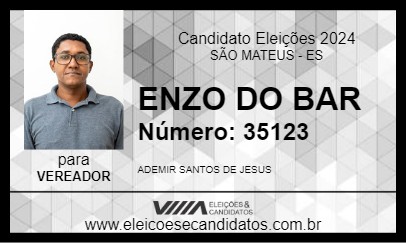 Candidato ENZO DO BAR 2024 - SÃO MATEUS - Eleições