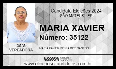 Candidato MARIA XAVIER 2024 - SÃO MATEUS - Eleições