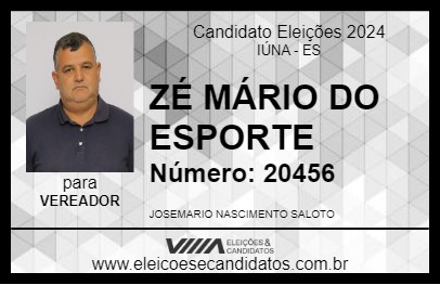 Candidato ZÉ MÁRIO DO ESPORTE 2024 - IÚNA - Eleições