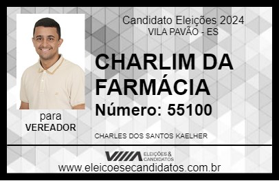 Candidato CHARLIM DA FARMÁCIA 2024 - VILA PAVÃO - Eleições