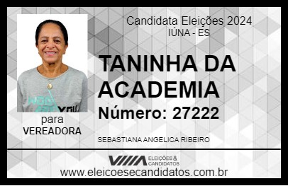 Candidato TANINHA DA ACADEMIA 2024 - IÚNA - Eleições