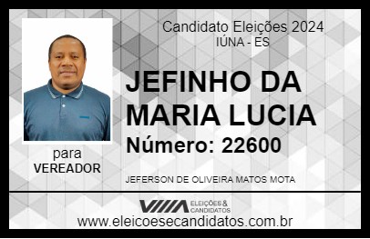 Candidato JEFINHO DA MARIA LUCIA 2024 - IÚNA - Eleições