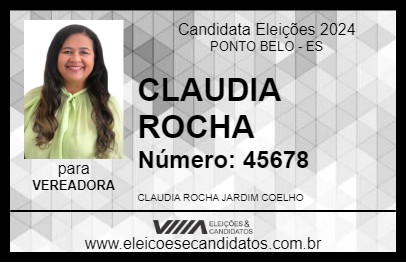 Candidato CLAUDIA ROCHA 2024 - PONTO BELO - Eleições