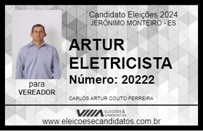 Candidato ARTUR ELETRICISTA 2024 - JERÔNIMO MONTEIRO - Eleições