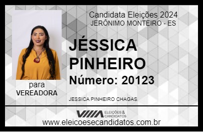 Candidato JÉSSICA PINHEIRO 2024 - JERÔNIMO MONTEIRO - Eleições