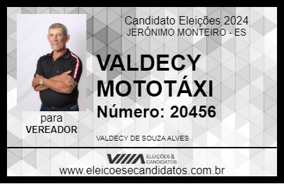 Candidato VALDECY MOTOTÁXI 2024 - JERÔNIMO MONTEIRO - Eleições