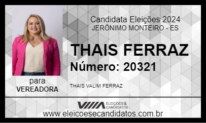 Candidato THAIS FERRAZ 2024 - JERÔNIMO MONTEIRO - Eleições