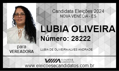 Candidato LUBIA OLIVEIRA 2024 - NOVA VENÉCIA - Eleições