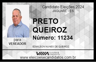 Candidato PRETO QUEIROZ 2024 - JAGUARÉ - Eleições