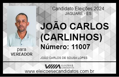 Candidato JOÃO CARLOS (CARLINHOS) 2024 - JAGUARÉ - Eleições