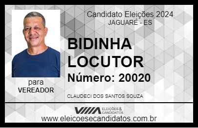 Candidato BIDINHA LOCUTOR 2024 - JAGUARÉ - Eleições