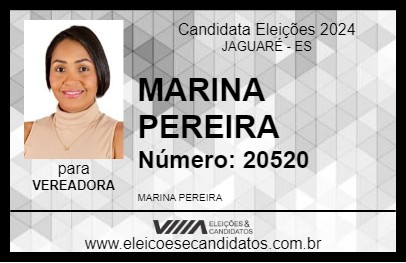 Candidato MARINA PEREIRA 2024 - JAGUARÉ - Eleições