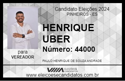 Candidato HENRIQUE UBER 2024 - PINHEIROS - Eleições