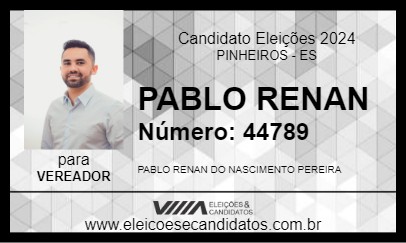 Candidato PABLO RENAN 2024 - PINHEIROS - Eleições