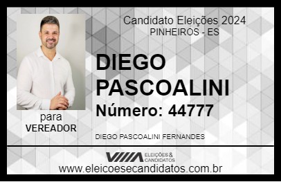 Candidato DIEGO PASCOALINI 2024 - PINHEIROS - Eleições