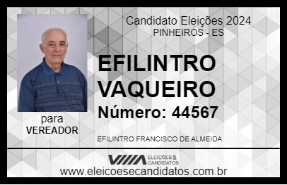 Candidato EFILINTRO VAQUEIRO 2024 - PINHEIROS - Eleições