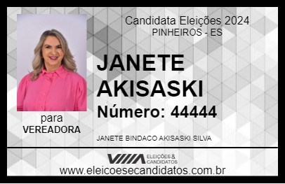 Candidato JANETE AKISASKI 2024 - PINHEIROS - Eleições