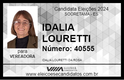 Candidato IDALIA LOURETTI 2024 - SOORETAMA - Eleições