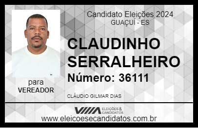 Candidato CLAUDINHO SERRALHEIRO 2024 - GUAÇUÍ - Eleições