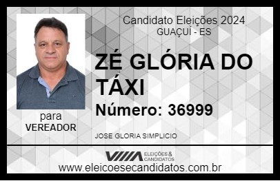 Candidato ZÉ GLÓRIA DO TÁXI 2024 - GUAÇUÍ - Eleições