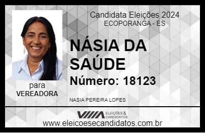 Candidato NÁSIA DA SAÚDE 2024 - ECOPORANGA - Eleições